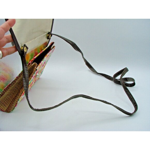Rattan Floral Hand Bag Removable Crossbody Strap Island Boho Nature Country Vtg - Picture 5 of 12